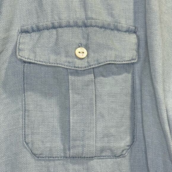 J.Jill Denim Short Sleeve Button Top Size M - Picture 5 of 9